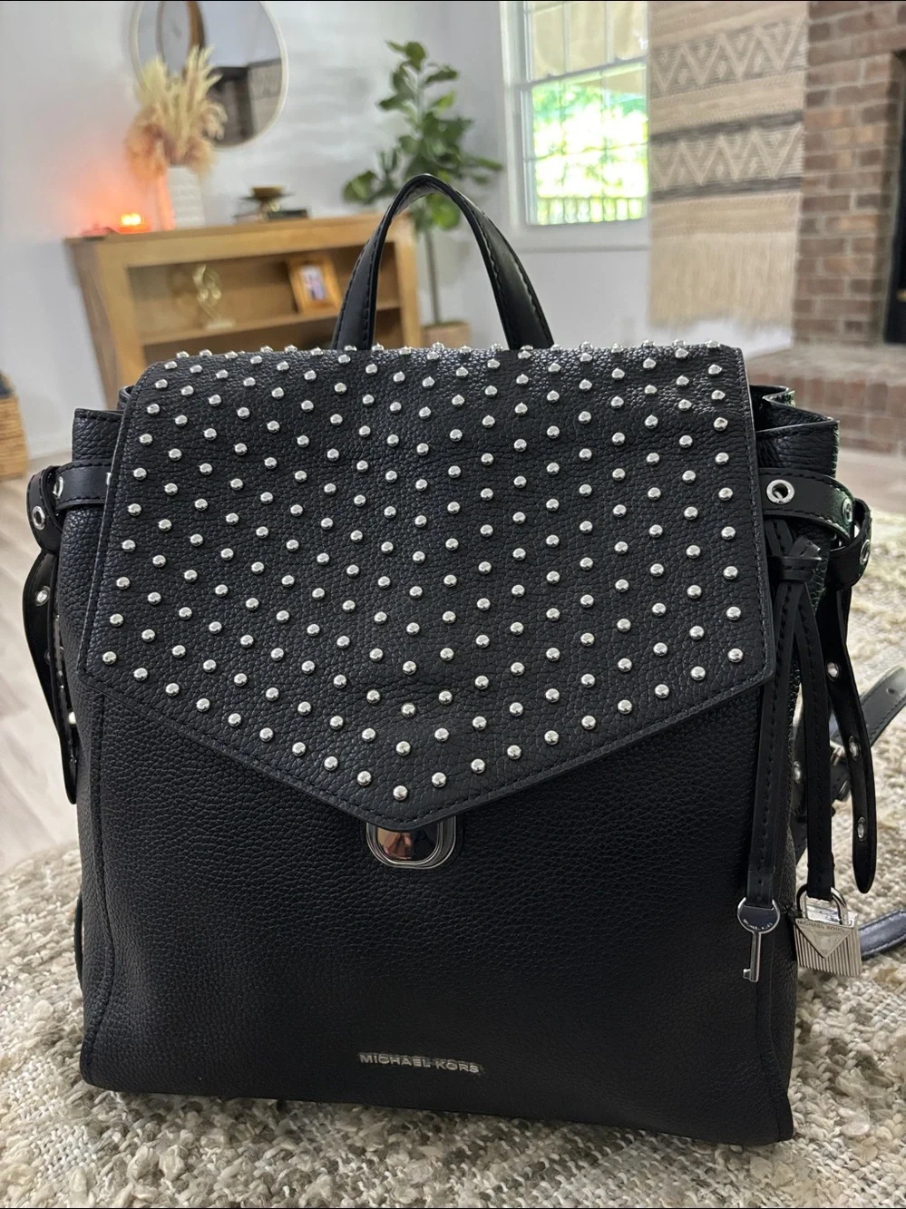 Michael‎ Kors Bristol Medium Studded Leather Black Backpack